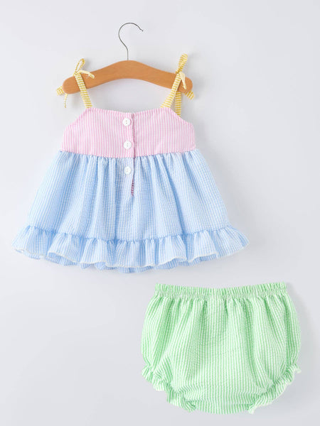“I ❤ MOM” Smocked Baby Girls Bloomer Set: