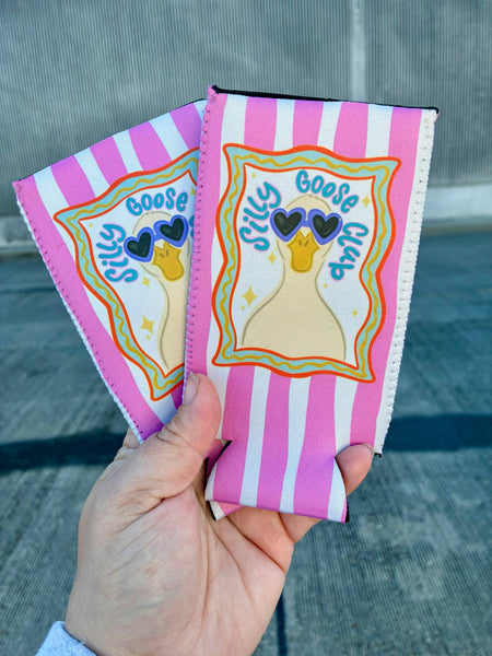 Silly goose club can koozies: Slims