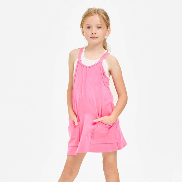 Relaxed Tank Dress with Built-In Romper Lining: Blue Aqua