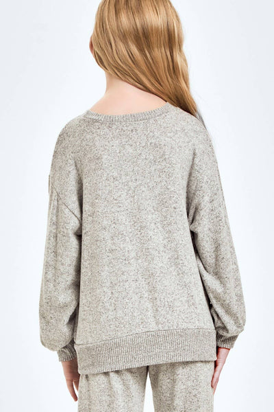 2 Tone Brushed Knit Sweatshirts : Mint Blue