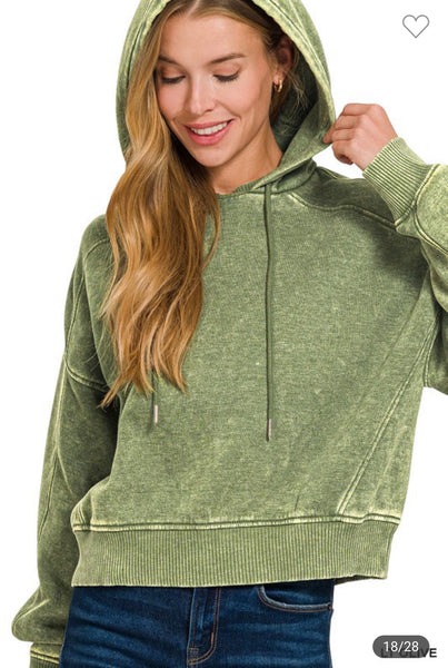 Acid wash fleece hoodie