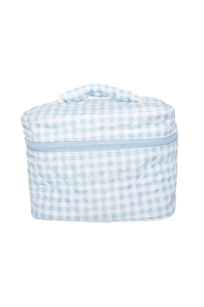 Light Blue Plaid Make Up Bag: Light Blue