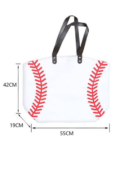 Baseball Pattern Canvas Large Tote Bag: As shown / Missy