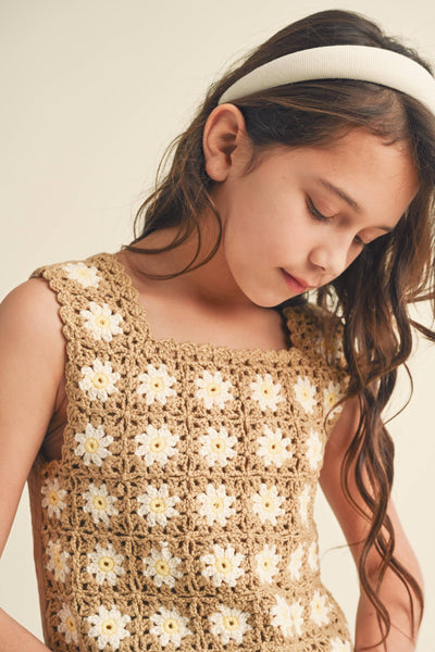 GIRLS SLEEVELESS CROCHET TOP