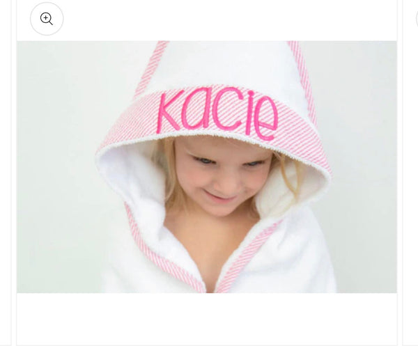 Seersucker hooded towel with monogram