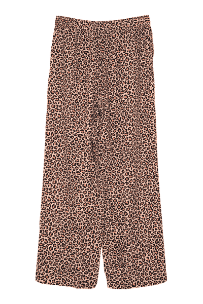 Brown Leopard Print Boxer Pajama Pants: Brown