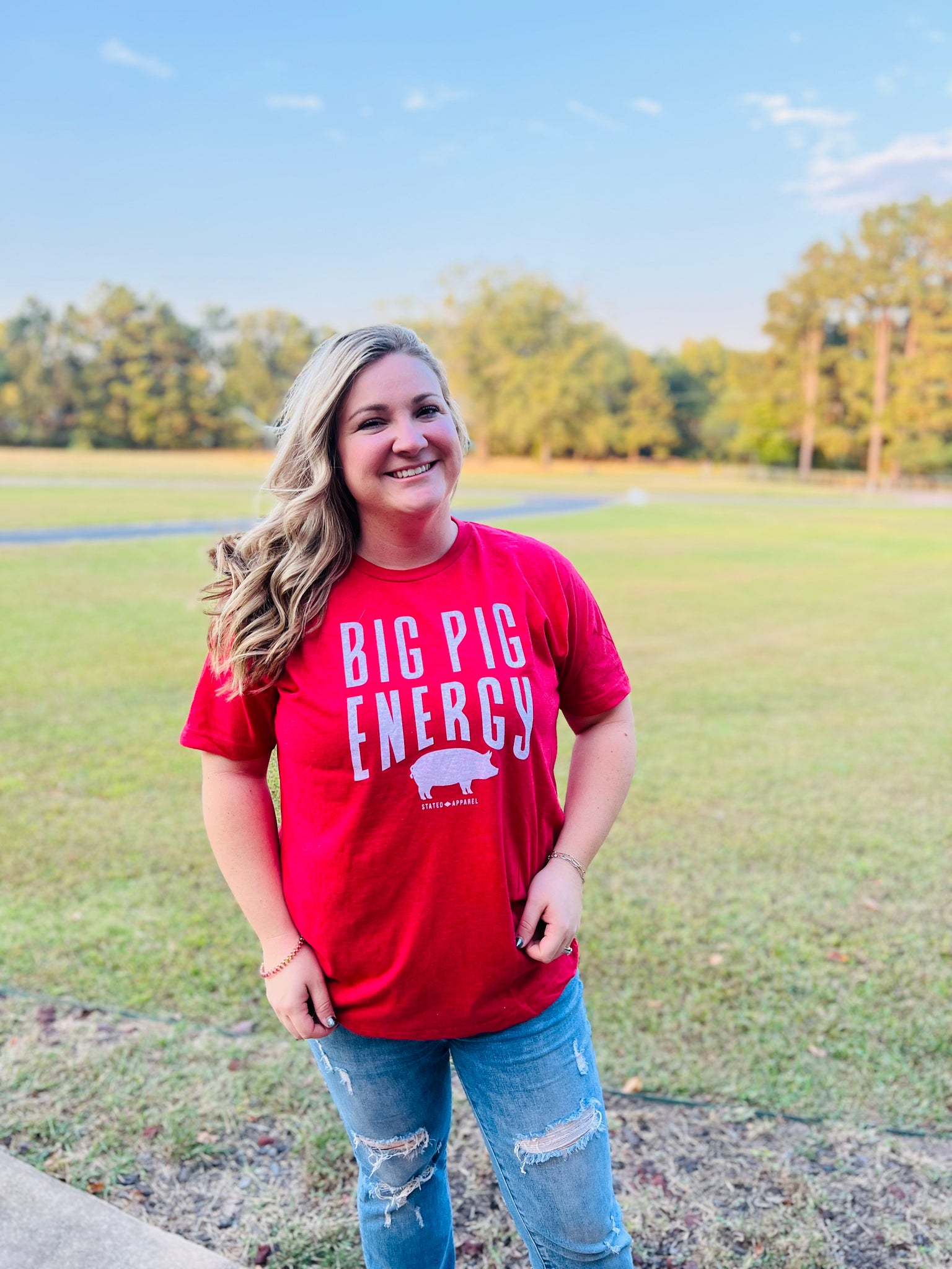 Big pig energy red tee