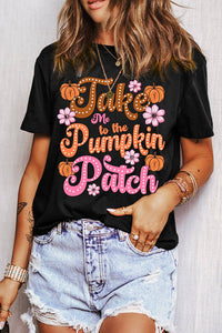 LDC Take Me To The Pumpkin Patch Flower Print T Shirt: Black