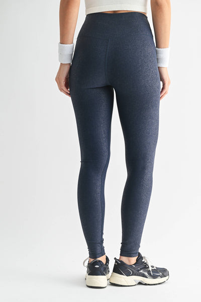Leather Look Crossover Leggings: BURGUNDY