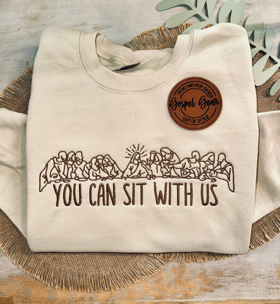You Can Sit With Us Embroidered Crewneck Sweatshirt