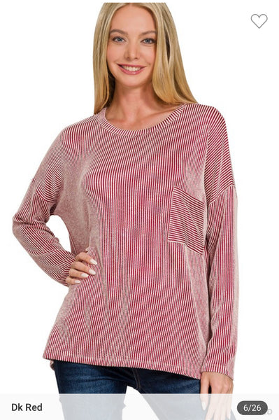 Ribbed oversized long sleeve top