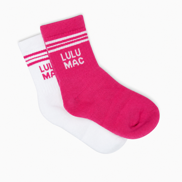 Lulu Mac Socks 2 Pair Box-  HOT PINK/HOT PINK