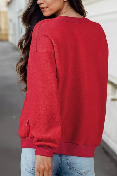 Reversible Oversized Mock Neck Sweatshirt Racing Red