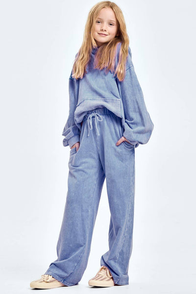 Mineral wash wide leg sweatpants: Pink