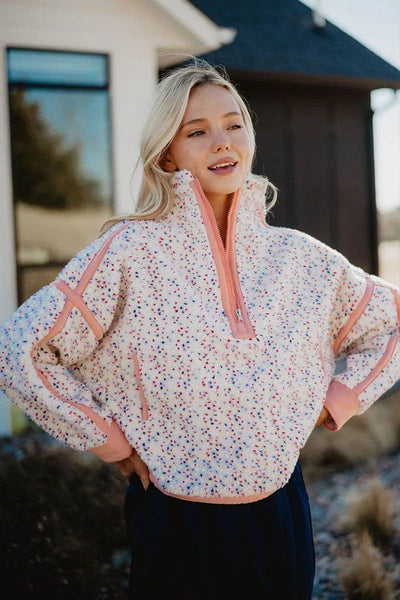 Confetti Print Women's Pullover Jacket:
