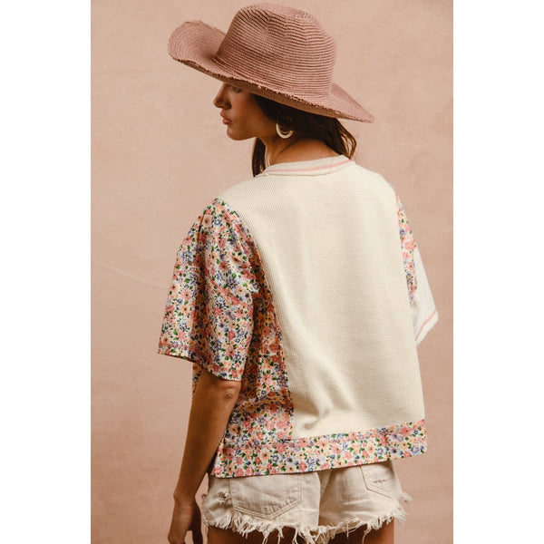 THERMAL AND GAUZE WITH FLORAL MIX AND MATCH TOP: IVORY