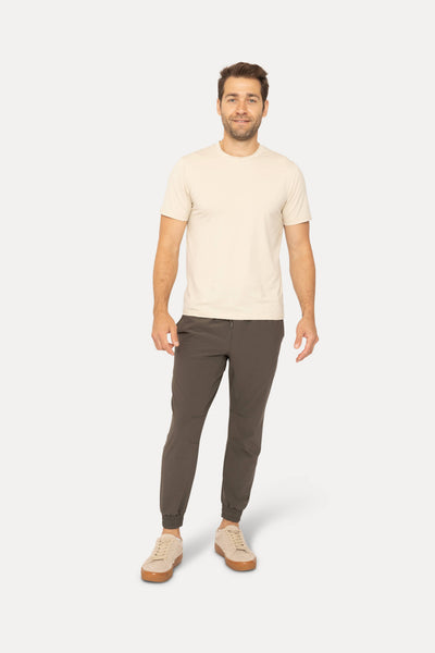 High-Waisted Zip-Up Ankle Joggers: BLACK OLIVE