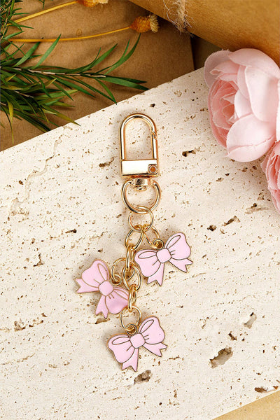 LDC Bow Knot Shape Charms Plated Alloy Keychain: Pink / ONE SIZE