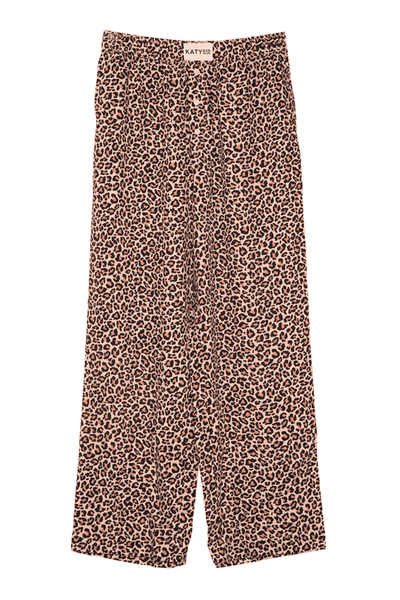 Brown Leopard Print Boxer Pajama Pants: Brown