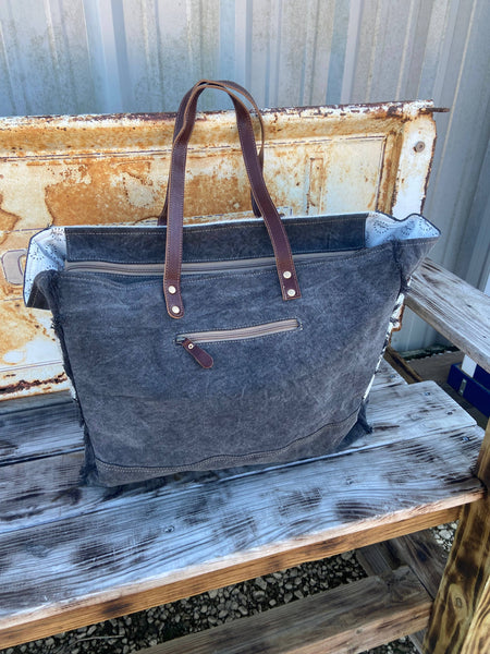 Tooled Leather Cowhide Travel Overnight Weekender Myra Bag