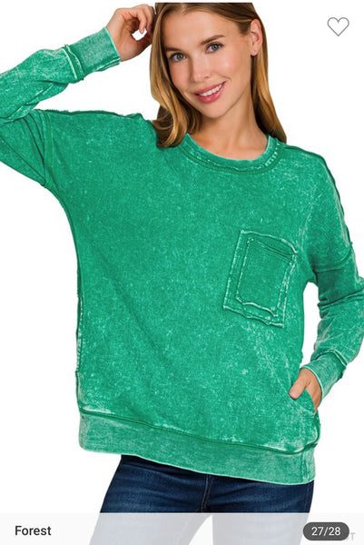 Acid wash front pocket