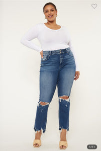 Kancan plus high rise slim straight jeans