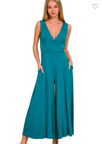 Sleeveless jumpsuit ocean teal