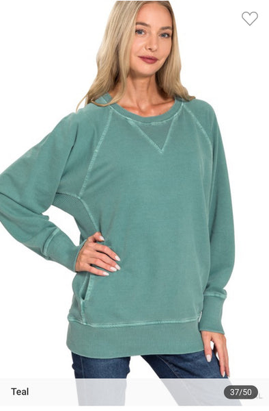 Pigment dyed French terry with pocket