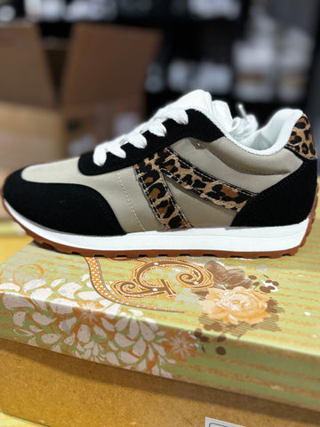 Joel black leopard sneaker