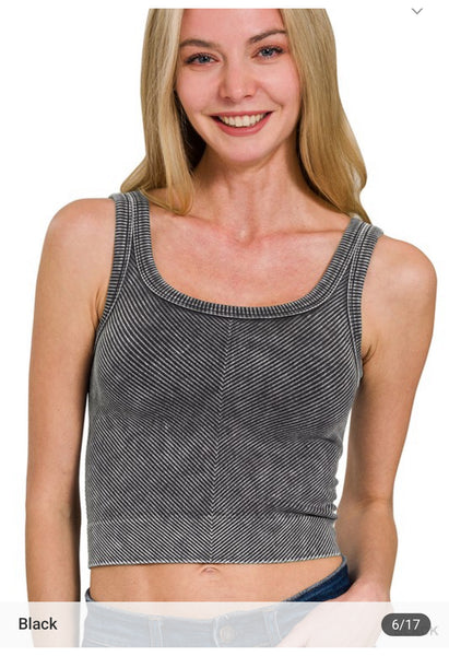 Ribbed seamless bra tank top