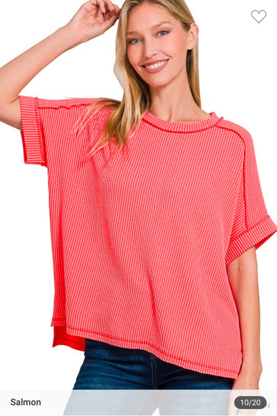 Ribbed short sleeve top