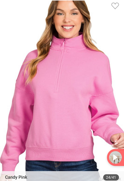 Fleece half zip sweatshirt