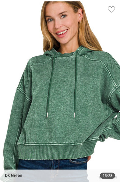 Acid wash fleece hoodie