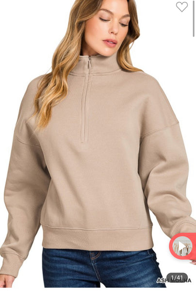 Fleece half zip sweatshirt