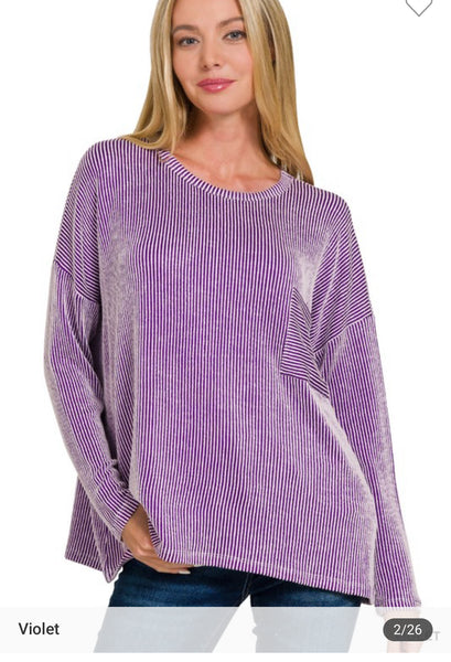Ribbed oversized long sleeve top