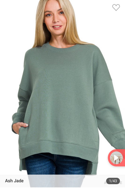 Fleece hi low boyfriend sweatshirt