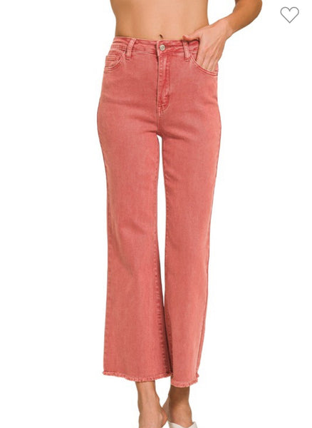 Acid wash Frey hem bootcut