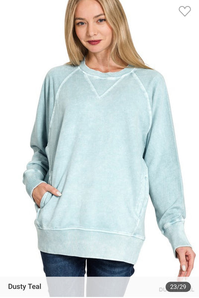 Snow wash French terry pullover