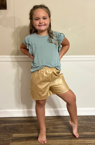 Emma Jean faux leather shorts gold