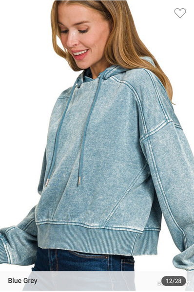 Acid wash fleece hoodie