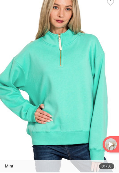 Fleece half zip sweatshirt