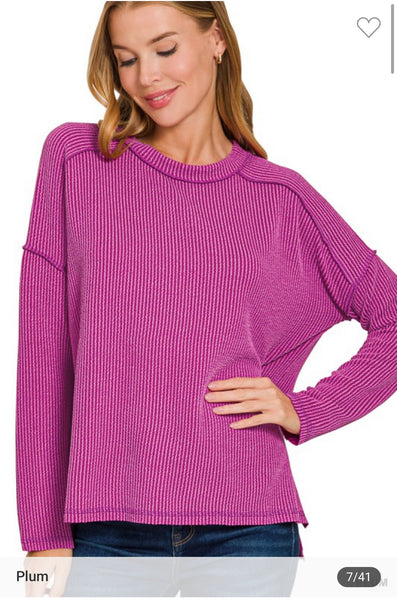 Ribbed long sleeve tee