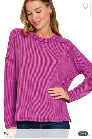 Ribbed long sleeve tee