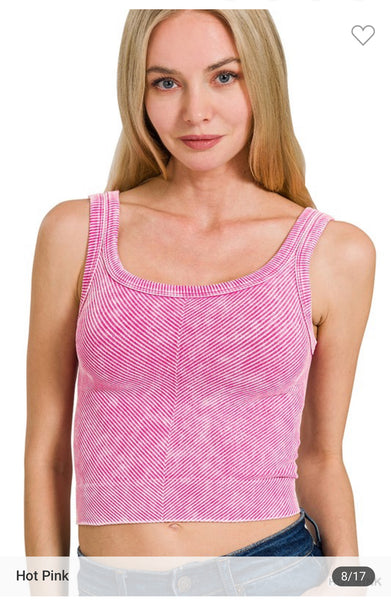 Ribbed seamless bra tank top