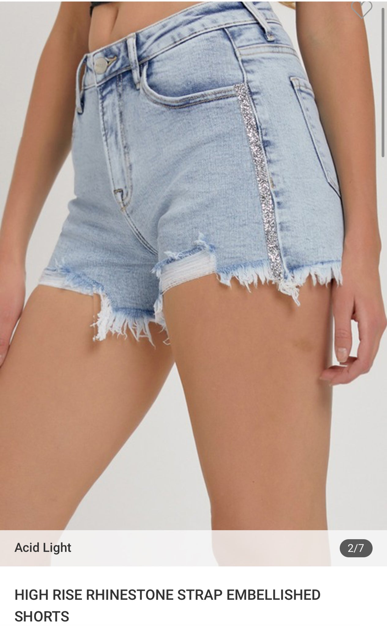 Risen high rise rhinestone strap shorts