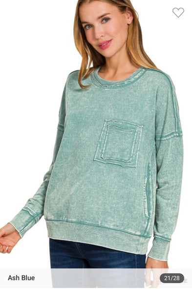 Acid wash front pocket