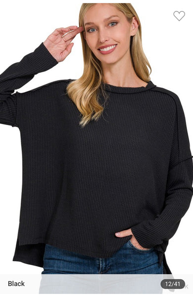 Ribbed long sleeve tee