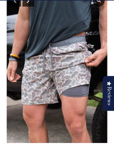 Burlebo athletic shorts classic deer camo grey liner