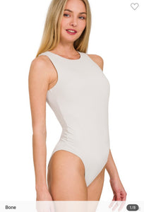 Boat neck sleeveless padded bodysuit