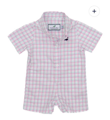 Properly tied baby seasonal shortall blossom